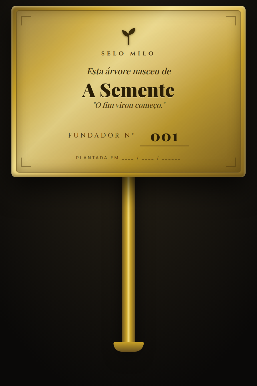 Placa comemorativa da árvore do Fundador