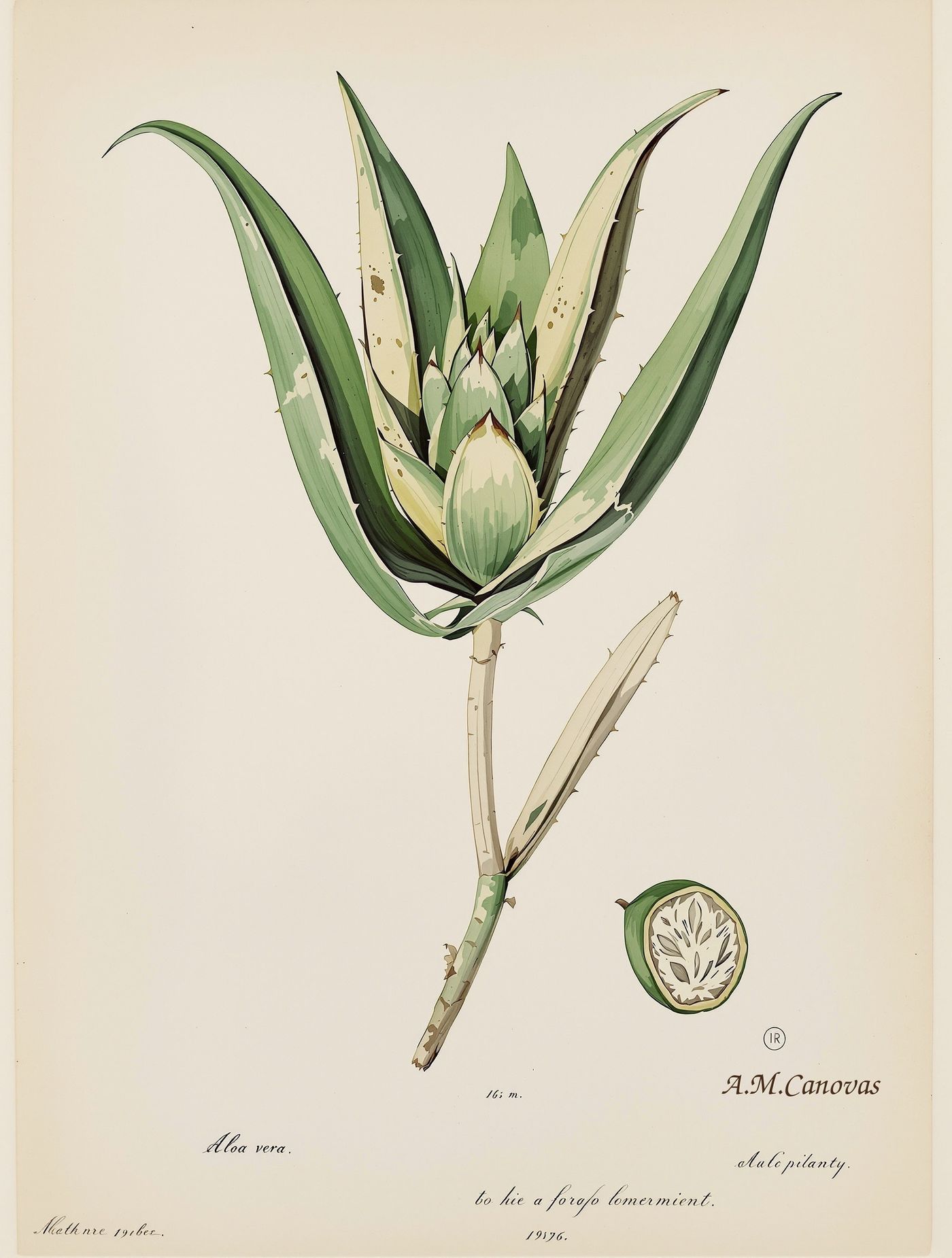 Prancha botânica: babosa (Aloe vera)